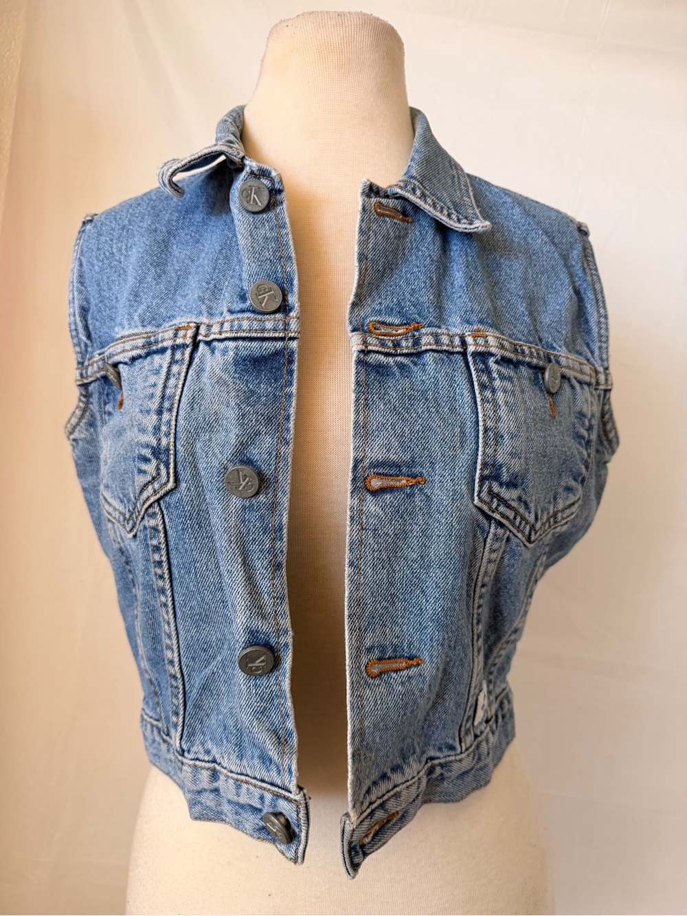 Calvin Klein Jeans Blue Denim Sleeveless Vest